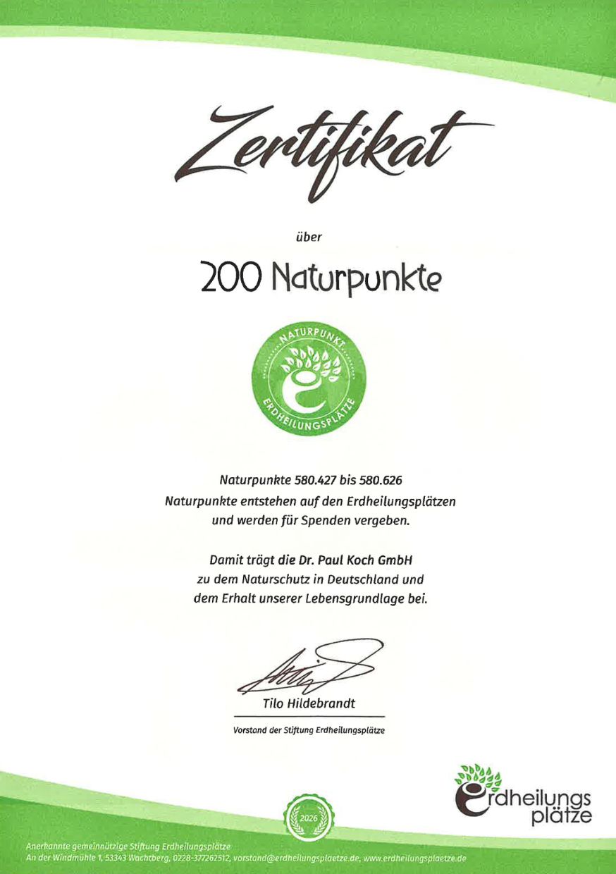 Naturpunkte-Zertifikat Stiftung Erdheilungsplätze 2025, 2. Halbjahr